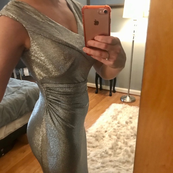 LAUREN RALPH LAUREN Metallic Silver Evening Dress - Picture 2 of 8